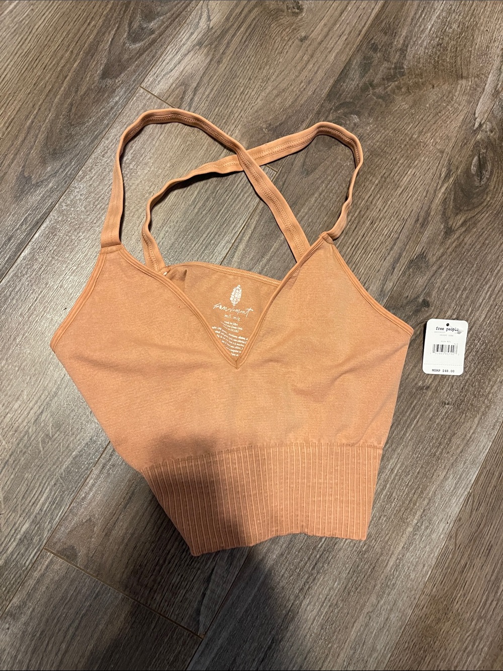 Free People Rust V-Neck Seamless Cropped Tank